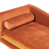 Chaise Longue de Salon Côté Gauche avec Rembourrage en Velours Orange Gonesse