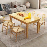 COSTWAY Chaise Wishbone Style Scandinave, Chaises avec Cadre en Métal, Dossier en Y, Assise Tressée, Chaise Design pour Salle à Manger, Salon, Bureau (Naturel,4)