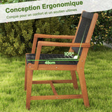 GOPLUS Lot de 2 Chaises Jardins Bois d'Acacia, Tissées en Corde, 2 Pcs Fauteuils d’Extérieur pour Terrasse, Jardin, Arrière-Cour, Charge 160KG,64 x 57 x 90 cm