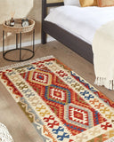 Tapis Kilim Multicolore en Laine 80 x 150 cm avec Frange Oriental Fait Main Oshakan