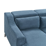 Beliani Canapé d'angle en Velours Bleu Foncé avec Appuis-tête Réglable pour Salon Moderne