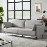 Sicaan Canapé 3 Places Industriel Sasha en Tissu Gris Clair – Canapé Droit Rectiligne Élégant et Robuste – Sofa Confortable Style Urbain Chic pour Salon, Appartement ou Loft – 203 x 85 x 86 cm