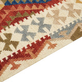 Tapis Kilim Multicolore en Laine 80 x 150 cm avec Frange Oriental Fait Main Oshakan