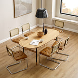 Zouron Chaises De Cuisine en Rotin Lot de 4, Chaises De Salle à Manger Modernes du Milieu du SièCle, Chaises De Cuisine sans Accoudoirs avec Dossier en Rotin Tressé, Pieds en MéTal, Marron