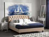 Lit Double en Tissu Beige 180 x 200 cm Haute Tête de Lit Chesterfield avec Touche Glamour pour Chambre au Style Moderne ou Classique Beliani