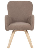 Beliani Fauteuil Moderne en Bouclé Pieds en Bois Rembourrée avec Accoudoirs Marron Bjarn