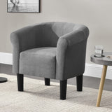 [en.casa] Fauteuil Chaise Siège Tissu Polyester Plastique Gris 70 x 70 x 58 cm