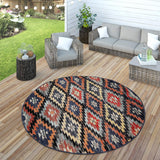 Paco Home Tapis Intérieur Et Extérieur Zigzag Rouge Orange Noir, Dimension:240x340 cm
