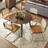 Zouron Chaises De Cuisine en Rotin Lot de 4, Chaises De Salle à Manger Modernes du Milieu du SièCle, Chaises De Cuisine sans Accoudoirs avec Dossier en Rotin Tressé, Pieds en MéTal, Marron