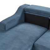 Beliani Canapé d'angle en Velours Bleu Foncé avec Appuis-tête Réglable pour Salon Moderne