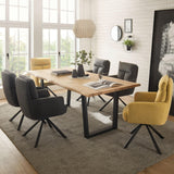 Stella Trading Benny Mini chêne Massif – Table à Bord d'arbre de qualité supérieure avec Structure en métal Noir pour Votre Salle à Manger – 180 x 75 x 100 cm