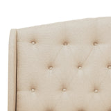 Lit Double en Tissu Beige 180 x 200 cm Haute Tête de Lit Chesterfield avec Touche Glamour pour Chambre au Style Moderne ou Classique Beliani