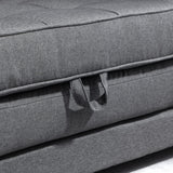 HOMCOM Canapé Convertible 2 Places canapé-lit avec Dossier capitonné, Coussins et Matelas Pliable au Sol, canapé en Tissu Effet Lin pour Salon, Chambre d'amis, 147,5 x 75 x 85 cm, Gris