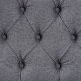 Canapé Banquette 2 Places en Tissu Gris Foncé avec Piétement Noir en Bois et Haut Dossier Capitonné pour Salon ou Couloir Vintage Classique Beliani