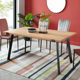 BAÏTA Table à Manger Felix - Effet Bois et métal Noir - L160cm - 4 Personnes