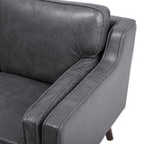 Canapé Fixe 2 Places Revêtement en Cuir PU Haut de Gamme Gris et Rembourrage Épais pour Salon au Design Rétro Beliani