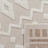 Paco Home Tapis Exterieur Terrasse Salon Cuisine Motif Scandinave Motif Ethnique Uni, Dimension:160x220 cm, Couleur:Crème 3