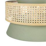 Beliani Lampe à Suspension Lumière Douce Abat-Jour en Coton Rotin Naturel et Vert Luyano