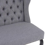 Canapé Banquette 2 Places en Tissu Gris Foncé avec Piétement Noir en Bois et Haut Dossier Capitonné pour Salon ou Couloir Vintage Classique Beliani
