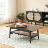 BAÏTA Table Basse Anatole Noir et cannage rotin