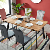 BAÏTA Table à Manger Felix - Effet Bois et métal Noir - L160cm - 4 Personnes