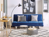Canapé Convertible 2 Places en Velours Bleu Marine Accoudoirs Ajustables York