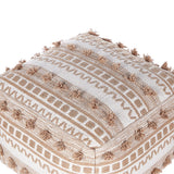 Pouf Carré en Coton Beige 50 x 50 cm Remplissage à Billes Polystyrène Karaw