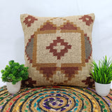 Trade Star Housse de coussin indienne Kilim 45 x 45 cm faite à la main en laine de jute taie d'oreiller d'extérieur tapis Kelim authentique pour décoration d'intérieur