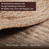Craft Trade Naturel Bohème Rond Fleur Tapis en Jute Réversible Tressé Tapis de Jute Lavable Tissé à la Main Décor pour Cuisine Salon et Chambre - 150 cm