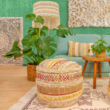 Mandala Life ART Bohemian Stool Ottoman Cover -35x45 cm - Tabouret de Luxe au décor Artisanal pour la méditation, Le Yoga et Le Tabouret Boho Chic