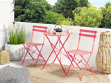Beliani Salon de Jardin Bistrot Table et 2 Chaises en Acier Rouge Pliable avec Patins Fiori
