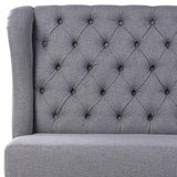 Canapé Banquette 2 Places en Tissu Gris Foncé avec Piétement Noir en Bois et Haut Dossier Capitonné pour Salon ou Couloir Vintage Classique Beliani