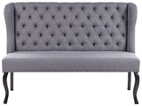 Canapé Banquette 2 Places en Tissu Gris Foncé avec Piétement Noir en Bois et Haut Dossier Capitonné pour Salon ou Couloir Vintage Classique Beliani
