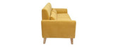 Miliboo Canapé scandinave 3 Places en Tissu Effet Velours Jaune Moutarde et Bois Clair EKTOR