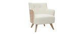 Miliboo Fauteuil scandinave en Tissu Effet Laine bouclée et Bois VALMY