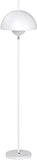 Relaxdays Lampadaire HELMUT lampe sur pied en métal style moderne abat-jour rond cloche intérieur marqueté brillant HxlxP: 165 x 38 x 38 cm, blanc-gris