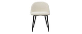 Miliboo Chaises en Tissu Effet Laine bouclée écru et métal Noir (Lot de 2) Celeste