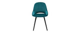 Miliboo Chaises Design en Tissu Velours Bleu pétrole et métal Noir (Lot de 2) Bodega