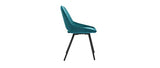 Miliboo Chaises Design en Tissu Velours Bleu pétrole et métal Noir (Lot de 2) Bodega