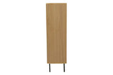 Moebilia Highboard, MDF avec placage Paulownia, rotin Avant, métal revêtu par pulvérisation, Naturel, Pieds Noirs, Normal