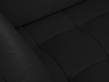 Canapé en Cuir Véritable, Nix, 3 Places, Noir, 221x95x87