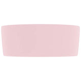 vidaXL Lavabo Rond de Luxe Vasque à Poser de Toilette Lave-mains de Salle de Bain Vestiaire Cuisine Maison Intérieur Rose Mat 40x15 cm Céramique