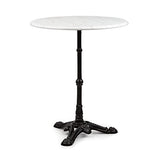 blumfeldt Patras - Table de bistrot avec Bord décoratif, Table Haute avec Pied en Fonte, Table de Bar pour l'intérieur et l'extérieur, imperméable, résistante au Gel, Ø 60cm, Hauteur 71 cm, Blanc