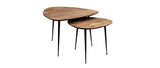 Miliboo Tables Basses gigognes en Acacia Massif et métal Noir (Lot de 2) Stones
