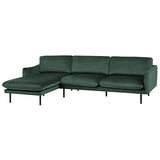 Beliani Canapé d'angle Côté Droit Fixe en Velours Vert pour Salon Glamour et Vintage