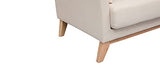 Canapé scandinave 3 Places déhoussable Beige et Pieds Bois Oslo