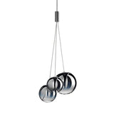Euone_Clothes Suspension Boule de Verre Moderne à 3 Lumières à DEL, Groupe de Lampes Suspendues Luminaire de Plafond d'îlot de Cuisine Simple Lustre de Salle à manger (Gris) GYDD-0718-1