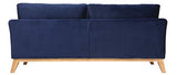 Canapé scandinave 3 Places Velours Bleu Nuit Pieds Bois Oslo