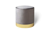 LIFA LIVING Pouf Salon en Velours 30 x 38 cm, Petit Tabouret Ottoman Vieux Rose avec Base en métal doré, pour la Chambre et la Cuisine