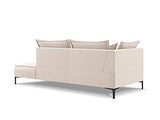 MICADONI - Méridienne d'angle Droit Marram - Pieds Métal Chromé Noir - 2 Places - Tissu Structurel - Beige Clair